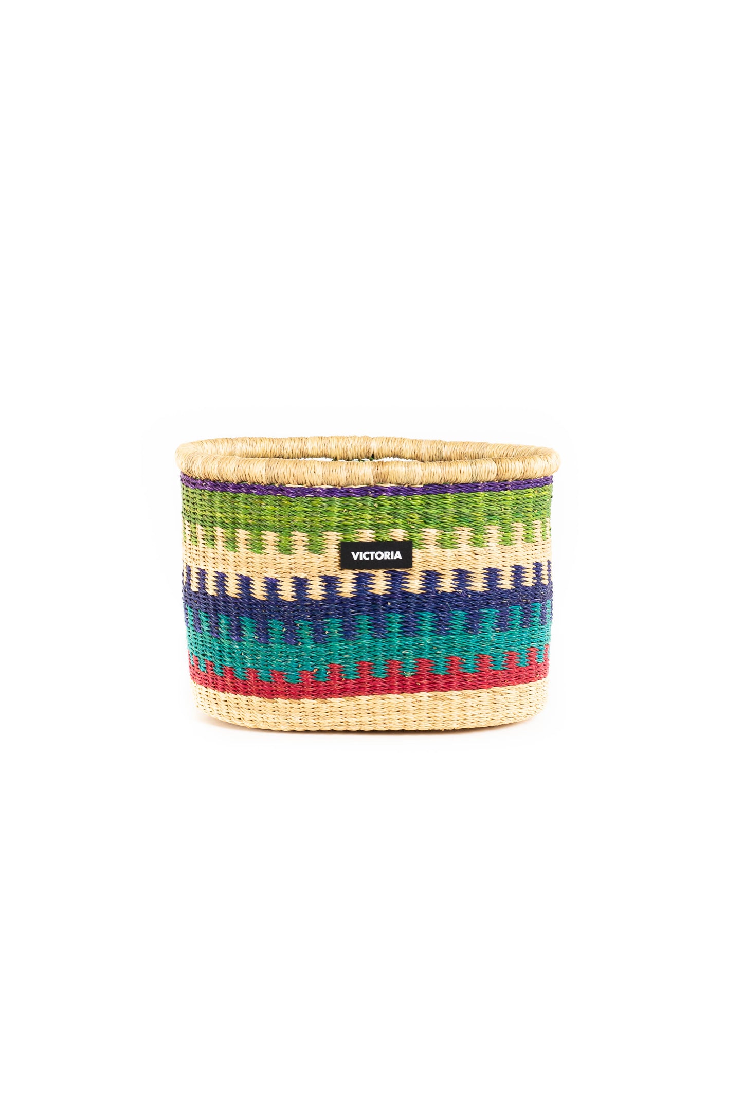 cesta de mimbre colore azules trenza