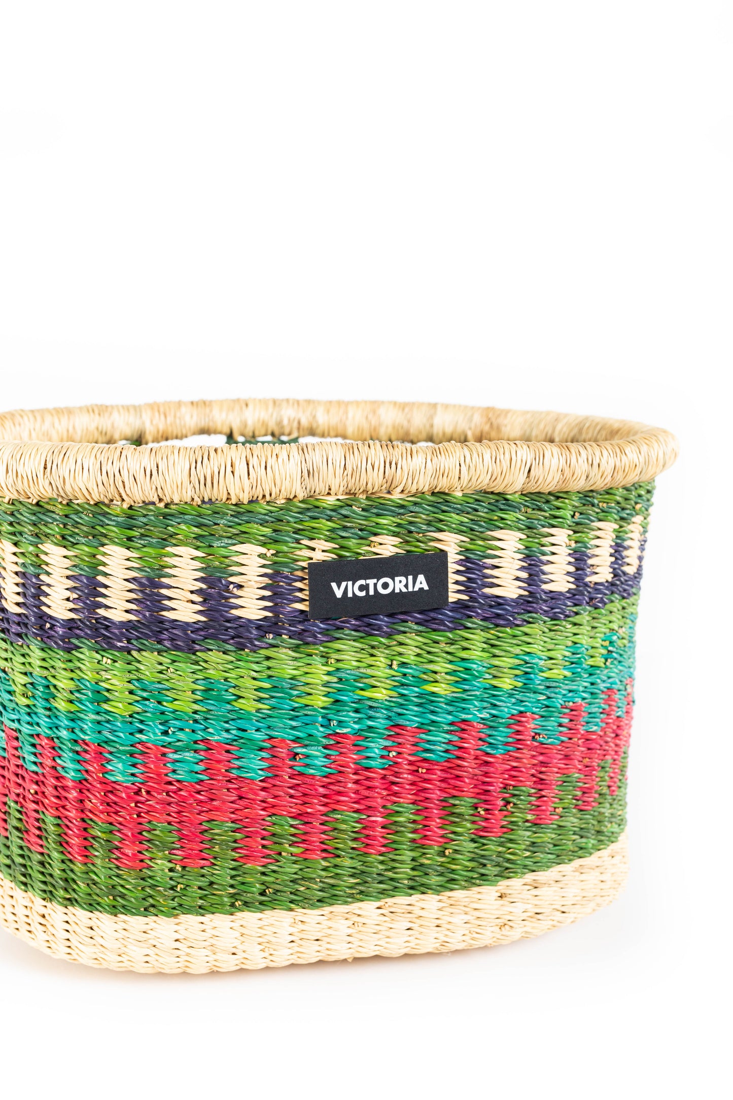 cesta de mimbre diseño verde victoria basket