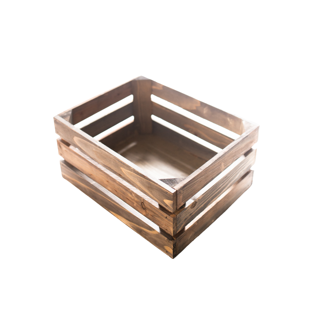 caja de madera de laminas color oliva foto superior