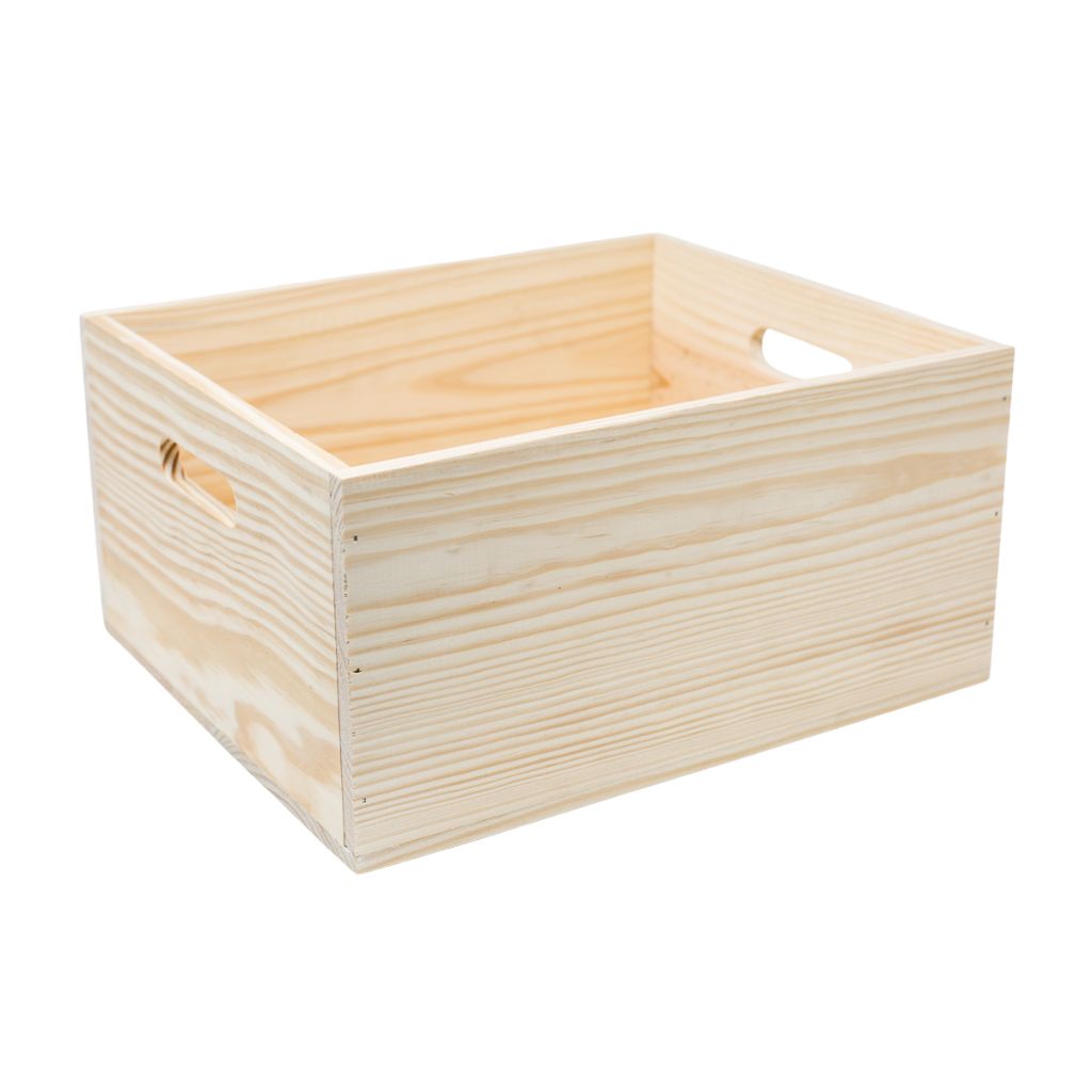 caja de madera con asas