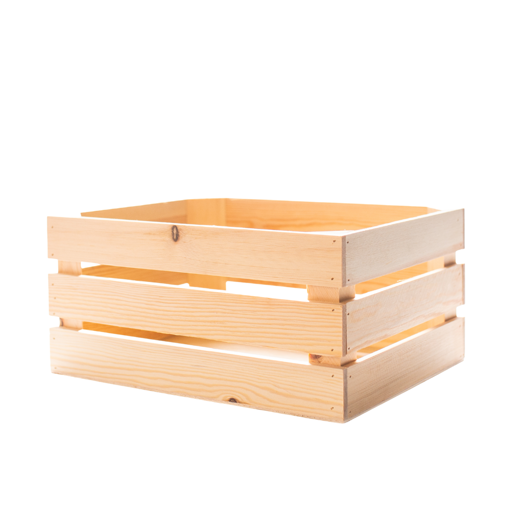caja de madera de laminas color claro
