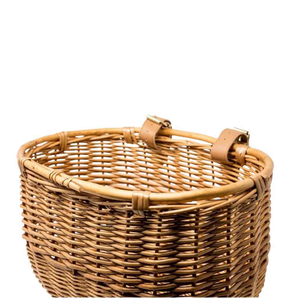cesta de mimbre natural con correas